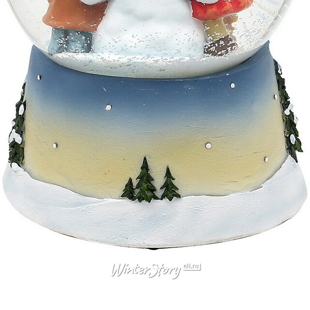 Музыкальный снежный шар Снеговик Персивальд с малышами 15*11 см Sigro