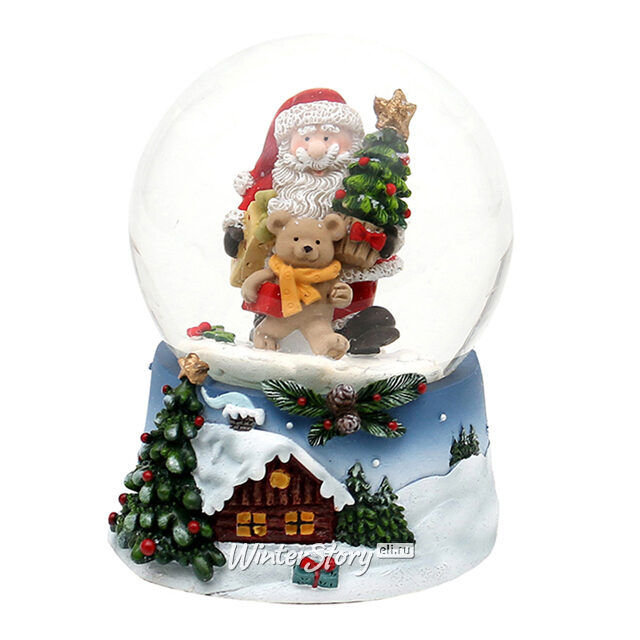 Снежный шар Санта-Клаус с Мишкой Тедди 9 см Sigro