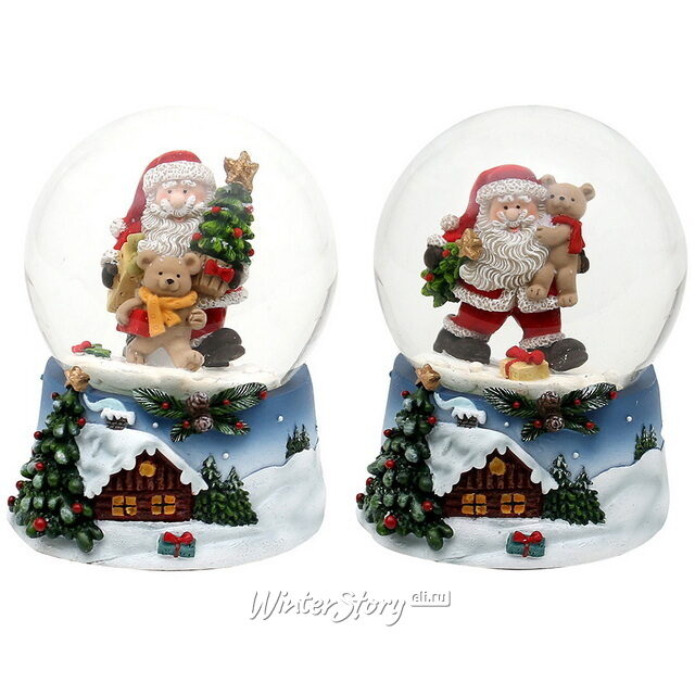 Снежный шар Санта-Клаус с Мишкой Тедди 9 см Sigro