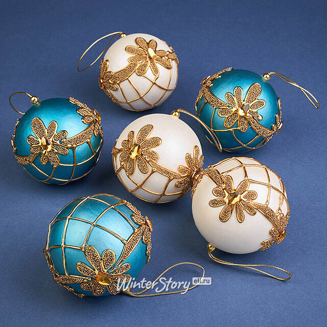 Набор елочных шаров Castagneto - Carducci 8 см, 6 шт Winter Deco