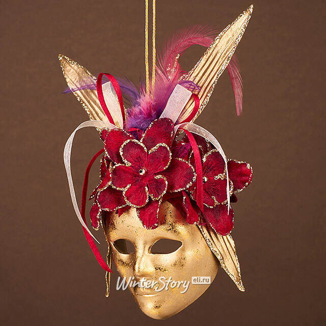 Елочная игрушка Маска Saint - Alban 18 см бургунди Winter Deco