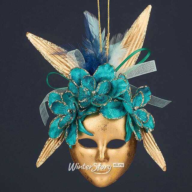 Елочная игрушка Маска Saint - Agathon 18 см голубая Winter Deco