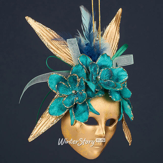 Елочная игрушка Маска Saint - Agathon 18 см голубая Winter Deco