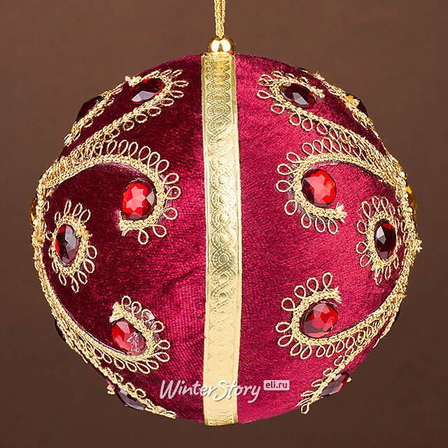 Винтажный елочный шар Vallea-Makena 10 см бургунди Winter Deco