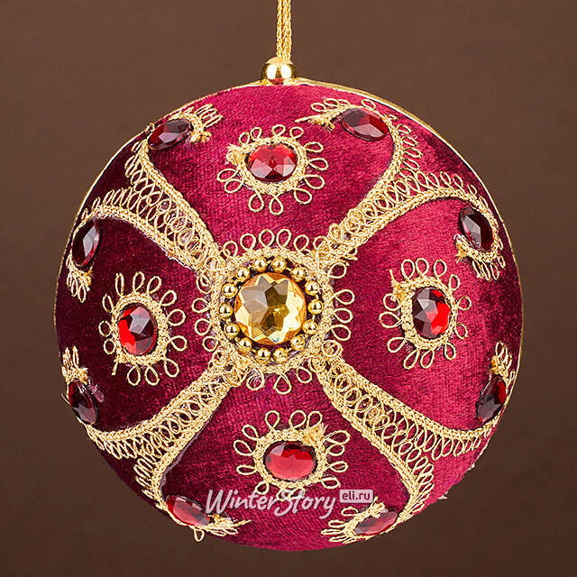 Винтажный елочный шар Vallea-Makena 10 см бургунди Winter Deco