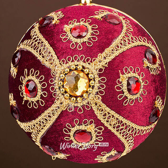 Винтажный елочный шар Vallea-Makena 10 см бургунди Winter Deco