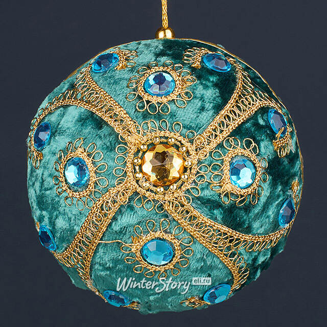 Винтажный елочный шар Vallea-Makena 10 см изумрудный Winter Deco