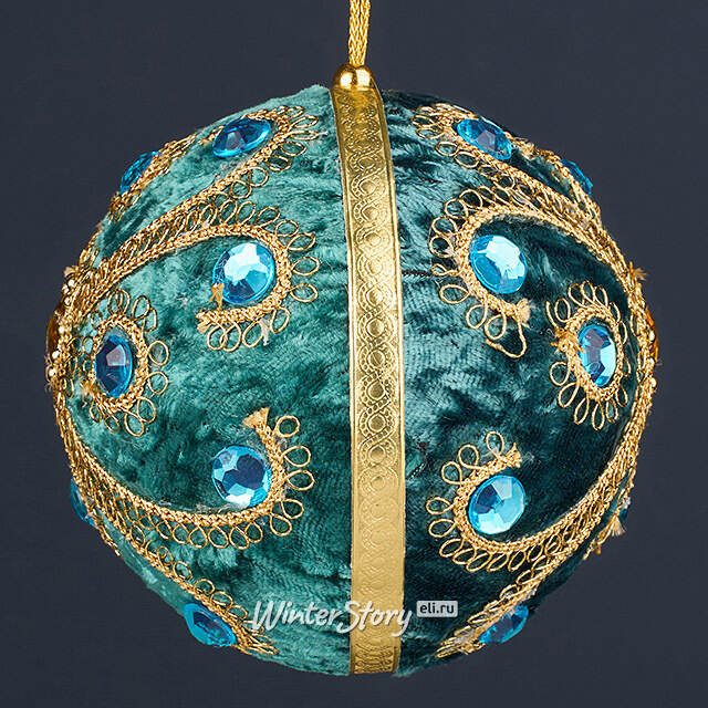 Винтажный елочный шар Vallea-Makena 10 см изумрудный Winter Deco