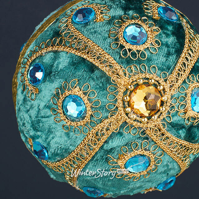 Винтажный елочный шар Vallea-Makena 10 см изумрудный Winter Deco