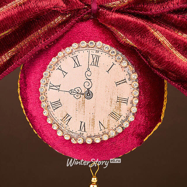 Винтажная елочная игрушка Часы Chalfont - Giles 15 см бургунди Winter Deco