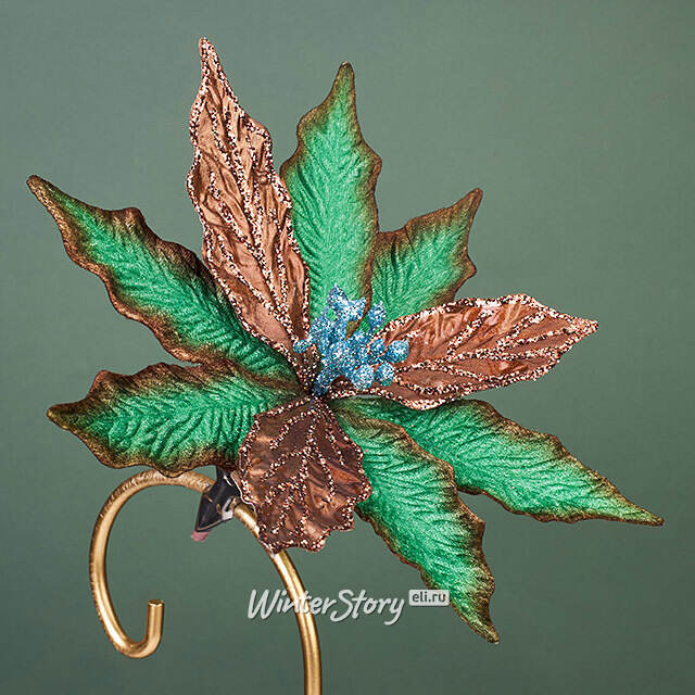 Искусственная пуансеттия Vello Fonse 22 см, клипса Winter Deco