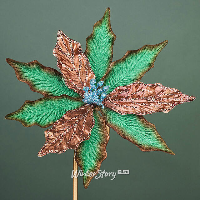 Искусственная пуансеттия Vello Fonse 22 см, клипса Winter Deco