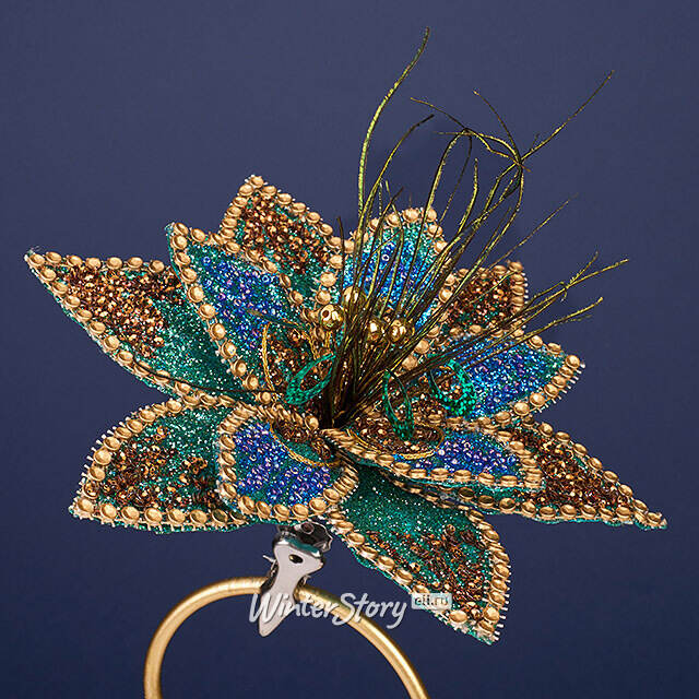 Искусственная пуансеттия Vilarodin Bourget 20 см, клипса Winter Deco