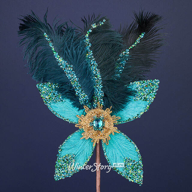 Декоративная ветка Sesto Fiorentino 20 см бирюзовый Winter Deco