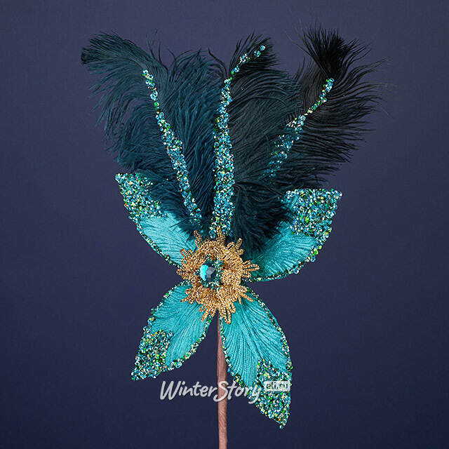 Декоративная ветка Sesto Fiorentino 20 см бирюзовый Winter Deco