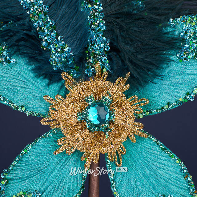 Декоративная ветка Sesto Fiorentino 20 см бирюзовый Winter Deco