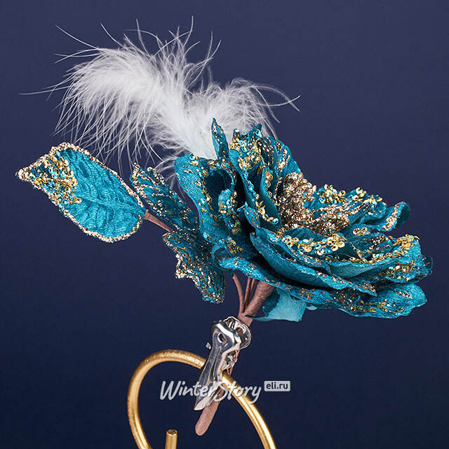 Искусственная Роза Кастанье 14 см, клипса Winter Deco