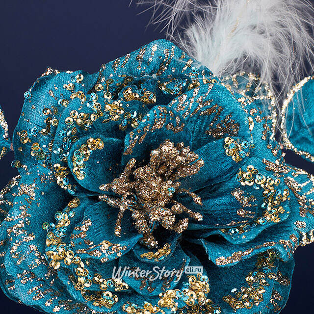 Искусственная Роза Кастанье 14 см, клипса Winter Deco