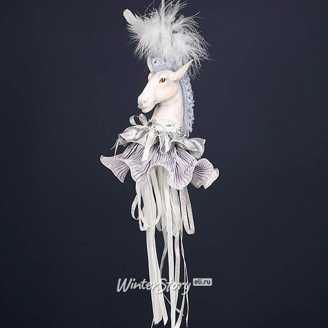 Елочная игрушка Лошадь Марлдон - Королевства Арнор 43 см серебряная Winter Deco