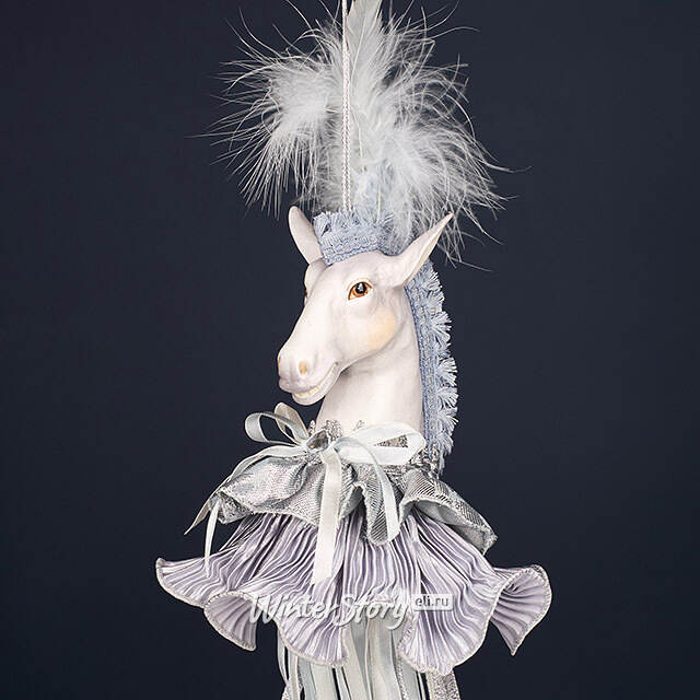 Елочная игрушка Лошадь Марлдон - Королевства Арнор 43 см серебряная Winter Deco