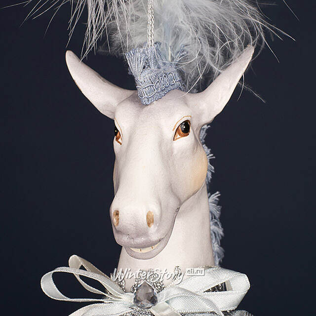 Елочная игрушка Лошадь Марлдон - Королевства Арнор 43 см серебряная Winter Deco