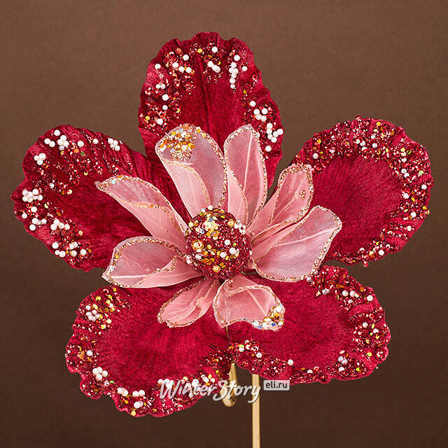 Искусственный цветок Manocalcati 23 см, клипса Winter Deco