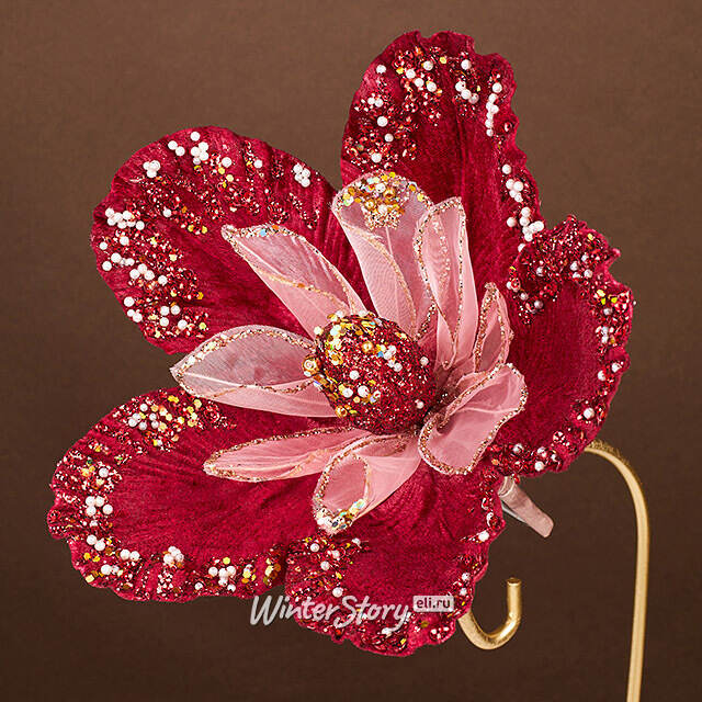 Искусственный цветок Manocalcati 23 см, клипса Winter Deco