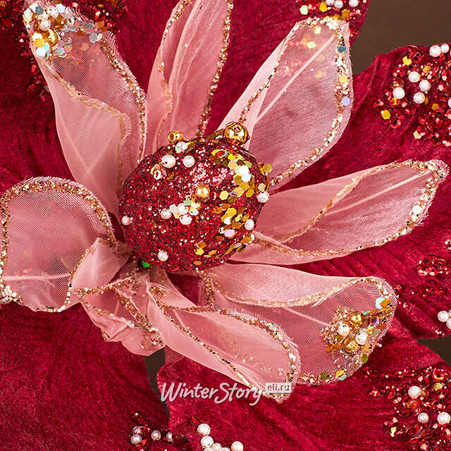 Искусственный цветок Manocalcati 23 см, клипса Winter Deco