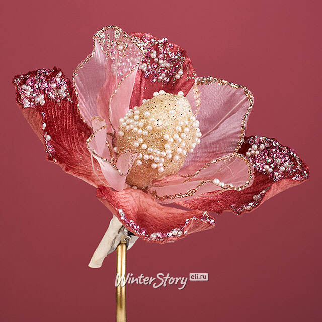 Искусственный цветок Manocalcati 15 см, клипса Winter Deco