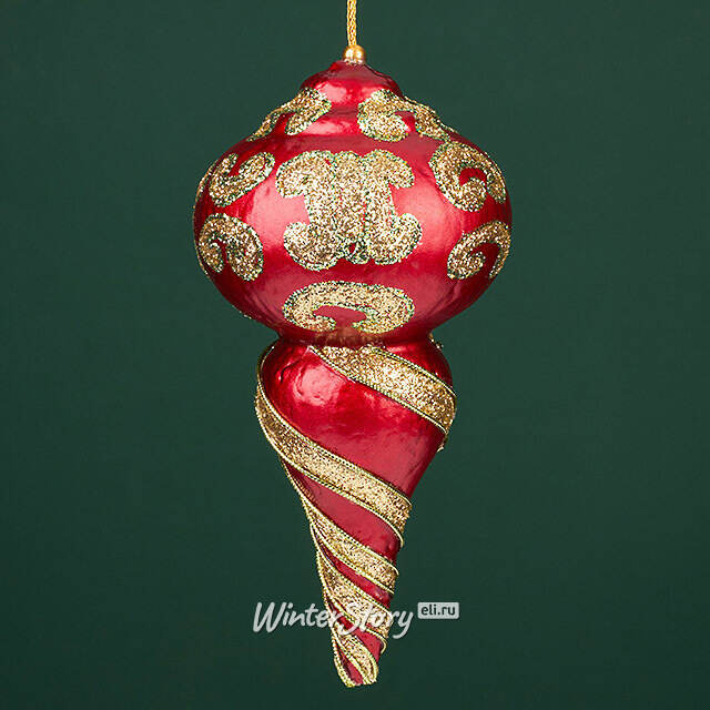 Елочная игрушка Сосулька Veneziano 20 см красная Winter Deco