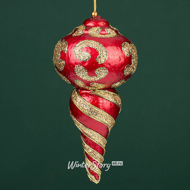 Елочная игрушка Сосулька Veneziano 20 см красная Winter Deco