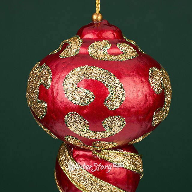 Елочная игрушка Сосулька Veneziano 20 см красная Winter Deco