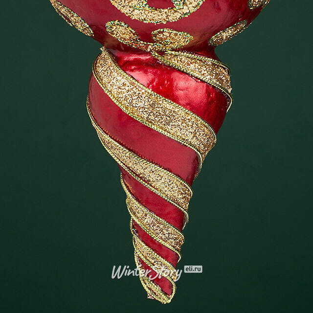 Елочная игрушка Сосулька Veneziano 20 см красная Winter Deco