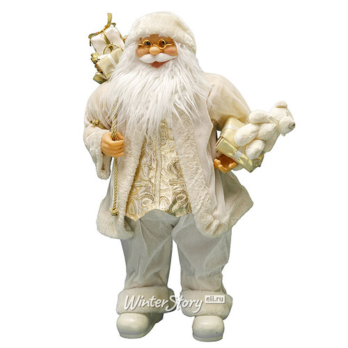 Санта в мраморно-белом наряде с медвежонком 60 см Eggl