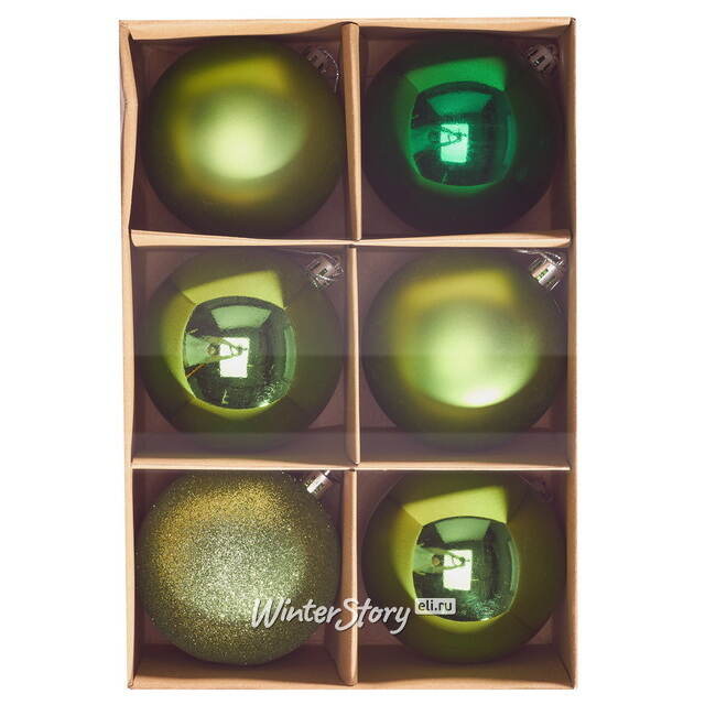 Набор пластиковых шаров Celebration 8 см, 6 шт, зеленый Winter Deco