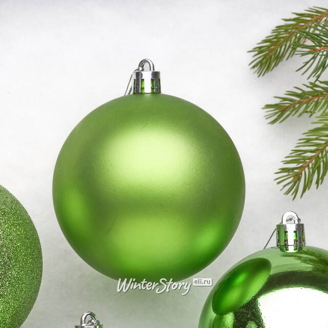 Набор пластиковых шаров Celebration 8 см, 6 шт, зеленый Winter Deco
