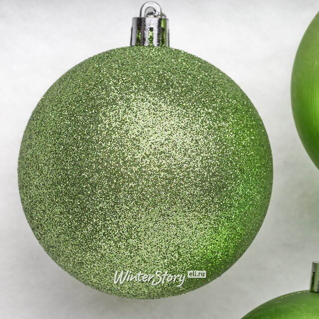 Набор пластиковых шаров Celebration 8 см, 6 шт, зеленый Winter Deco