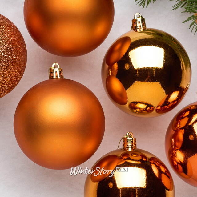 Набор пластиковых шаров Celebration 8 см, 6 шт, медный Winter Deco