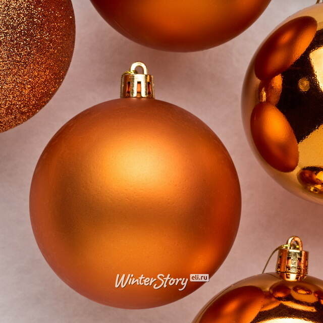 Набор пластиковых шаров Celebration 8 см, 6 шт, медный Winter Deco