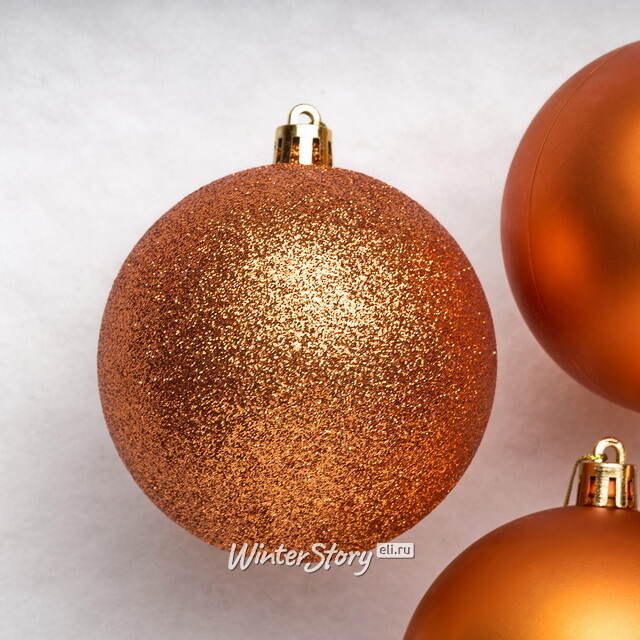 Набор пластиковых шаров Celebration 8 см, 6 шт, медный Winter Deco