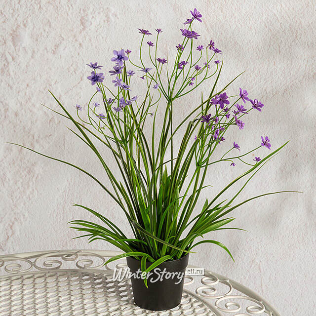 Искусственный цветок в горшке Таллинум 38 см сиреневый Summer Deco