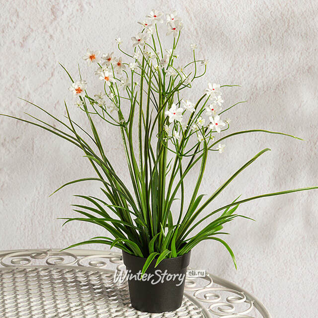 Искусственный цветок в горшке Таллинум 38 см белый Summer Deco