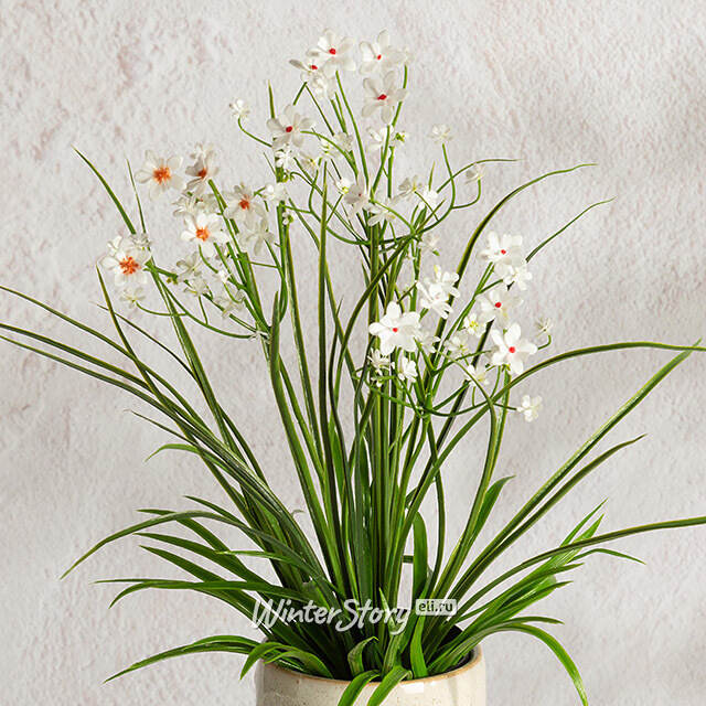 Искусственный цветок в горшке Таллинум 38 см белый Summer Deco