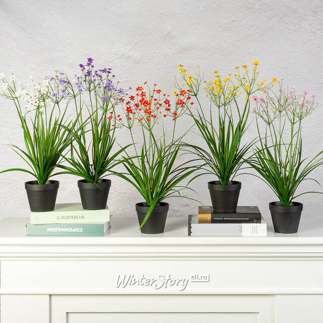 Искусственный цветок в горшке Таллинум 51 см белый Summer Deco