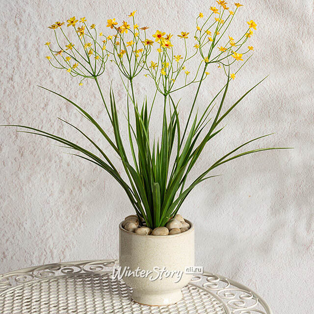 Искусственный цветок в горшке Таллинум 51 см желтый Summer Deco