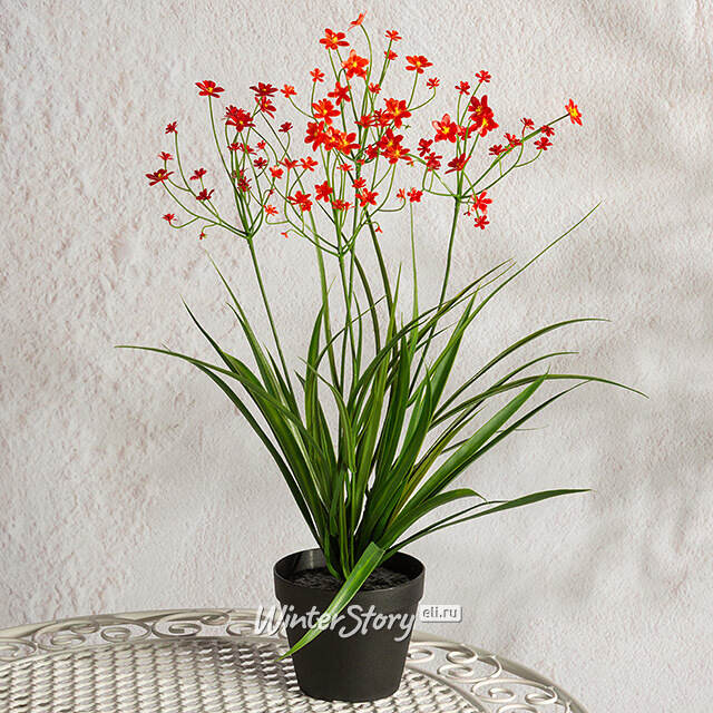 Искусственный цветок в горшке Таллинум 51 см красный Summer Deco