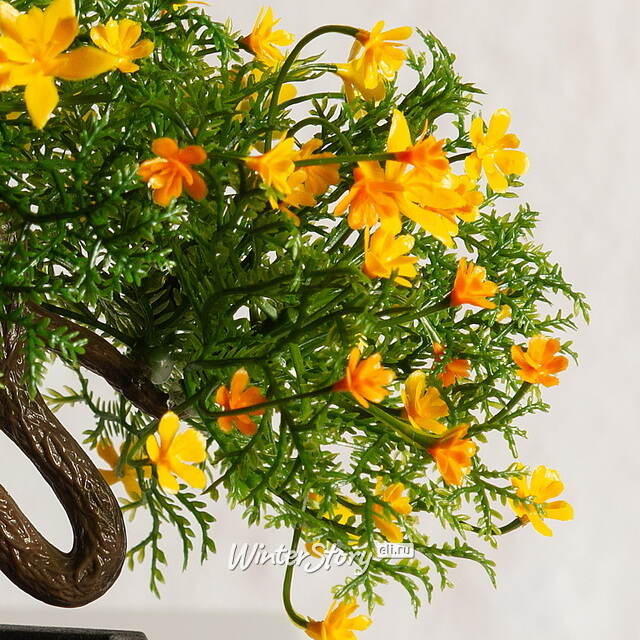 Искусственный Бонсай Хинаока 14 см желтый Summer Deco