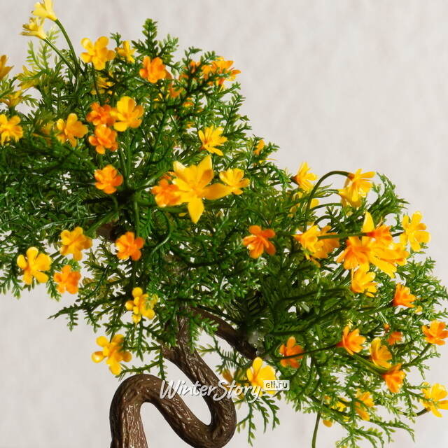 Искусственный Бонсай Хинаока 14 см желтый Summer Deco