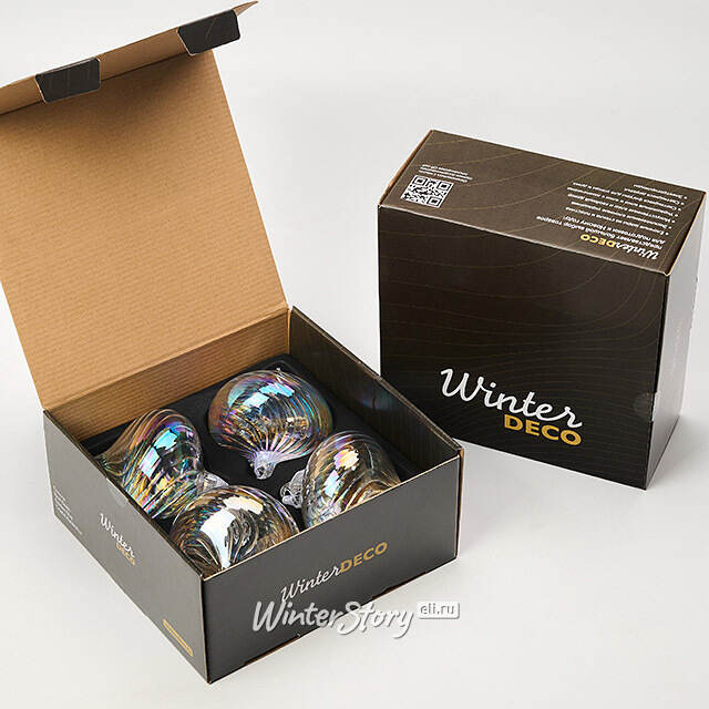 Елочные игрушки луковки Fiume-Veneto Chiaro 11 см, 4 шт, стекло Winter Deco