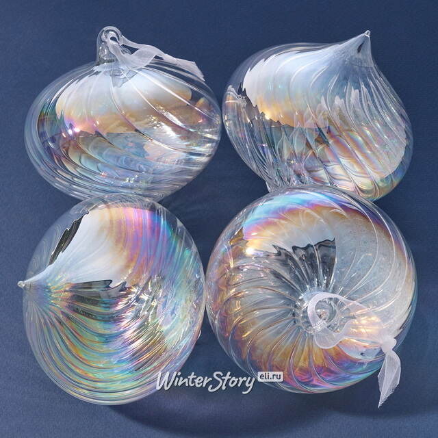 Елочные игрушки луковки Fiume-Veneto Chiaro 11 см, 4 шт, стекло Winter Deco